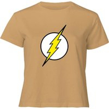 Justice League Flash Logo Women's Cropped T-Shirt - Tan - S - Tan