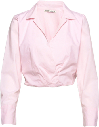 Anf Womens Wovens Party Tops Long-sleeved Rosa Abercrombie & Fitch*Betinget Tilbud