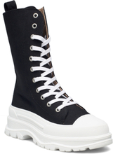 Biafelicia Laced Up Boot Shoes Boots Ankle Boots Laced Boots Black Bianco