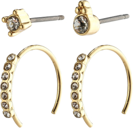 Kali Crystal Earrings Accessories Jewellery Earrings Hoops Gull Pilgrim*Betinget Tilbud