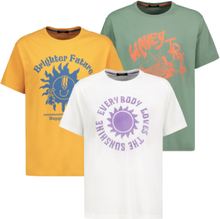 SUBLEVEL Herren Rundhals-T-Shirt mit Frontprints aus reiner Baumwolle H12022M21331A Weiß, Grün oder Orange