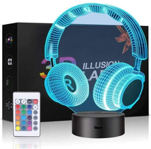 3D Illusion LED nattljushjälm, 3D LED-lampor USB Touch Switch 16 färger med fjärrkontroll för barngåvor