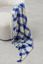 Gina Tricot - Checked crinkle blanket - filtar & plädar - Blue - ONESIZE - Female