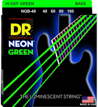 DR Strings NGB-40 Hi-Def neon green bass-strenger, 040-100