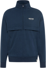 Style Ben Zip Troyer Tops Sweatshirts & Hoodies Sweatshirts Blue MUSTANG