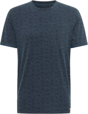 Style Alex C Aop T-shirts Short-sleeved Blå MUSTANG*Betinget Tilbud
