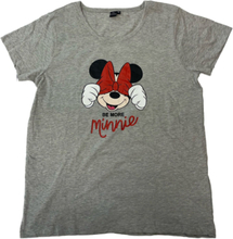 Disney Minnie Mouse Damen T-Shirt süßes Baumwoll-Shirt Freizeit-Shirt Urlaubs-Shirt Comic-Shirt Grau