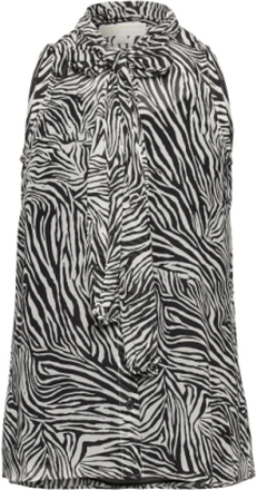 Sat Zebra Bow Top Bluse Ermeløs Multi/mønstret Michael Kors*Betinget Tilbud