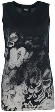 D; G Vintage Black Jersey Lace Foil Print Tank Top