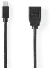 Nedis Mini Displayport-kabel | DisplayPort 1.4 | Mini DisplayPort Hane | DisplayPort Hona | 48 Gbps | Nickelplaterad | 0.20 m | Rund | PVC | Svart | Blister