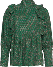 Plisse Blouse Bluse Langermet Grønn By Ti Mo*Betinget Tilbud