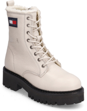 Tjw Urban Boot Tumbled Ltr Wl Shoes Boots Ankle Boots Laced Boots Creme Tommy Hilfiger*Betinget Tilbud