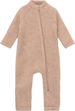 Wool Baby Suit Outerwear Fleece Outerwear Fleece Coveralls Beige Mikk-line