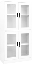 vidaXL Dokumentskåp vit 90x40x180 cm stål och härdat glas