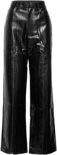 Pants Pu Straightleg Trousers Leather Leggings/Bukser Svart ROTATE Birger Christensen*Betinget Tilbud