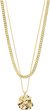 "Willpower Curb & Coin Necklace, 2-In-1 Set, Gold-Plated Accessories Jewellery Necklaces Chain Necklaces Gold Pilgrim"