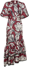 Angelina Asymmetrical Belted Maxi Dress Dresses Cocktail Dresses Rød By Malina*Betinget Tilbud