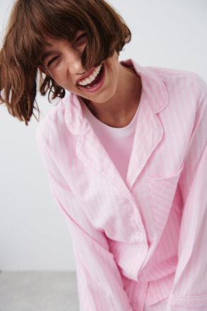 Gina Tricot - Flannel pyjamas shirt - pyjamas - Pink - S - Female