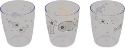 Yummy Mini Glass 3 Pcs Sea Friends Home Meal Time Cups & Mugs Cups Grå D By Deer*Betinget Tilbud