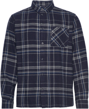 Light Flannel Checkered Relaxed Fit Tops Shirts Casual Navy Knowledge Cotton Apparel