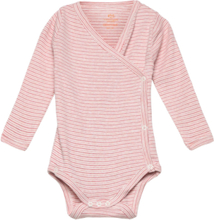 Baby Striped Wrap Body Long Sleeve Bodies Wrap Bodies Pink Copenhagen Colors
