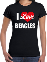 I love Beagles honden t-shirt zwart voor dames