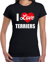 I love Terriers honden t-shirt zwart voor dames