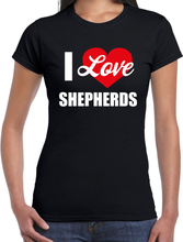 I love Shepherds honden Herder t-shirt zwart voor dames