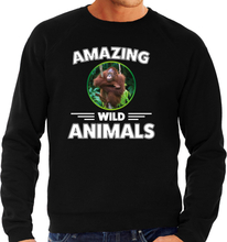Sweater orang oetan apen amazing wild animals / dieren trui zwart voor heren