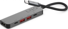 LINQ byELEMENTS LQ48014, USB 3.2 Gen 2 (3.1 Gen 2) Type-C, 100 W, Svart, Grå, 4K Ultra HD, 60 hz, USB 3.2 Gen 2 (3.1 Gen 2) Type-A, USB 3.2 Gen 2 (3.