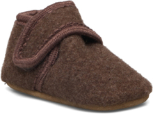 Classic Wool Slippers Shoes Baby Booties Brun Melton*Betinget Tilbud
