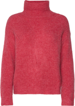 Slrakel Pattern Pullover Tops Knitwear Turtleneck Pink Soaked In Luxury