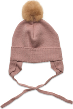 Bonnet Wool Knit Alpaca Pompom Accessories Headwear Hats Winter Hats Rosa Huttelihut*Betinget Tilbud
