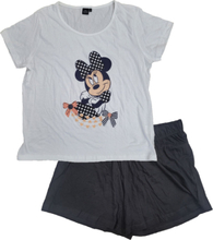 Disney Minnie Mouse Damen Pyjama kurzer Baumwoll Sommer-Schlafanzug Weiß/Schwarz