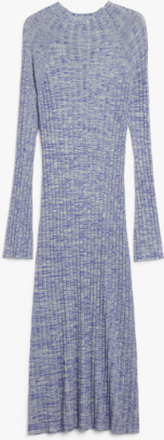 Long sleeved rib knit maxi dress - Purple