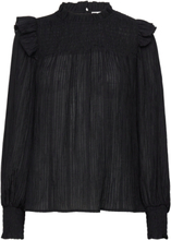 Anaisnn Blouse Solid Tops Blouses Long-sleeved Black Noa Noa
