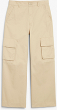 Cargo trousers low waist loose fit cotton - Beige