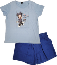 Disney Minnie Mouse Damen Pyjama kurzer Baumwoll Sommer-Schlafanzug Blau