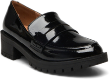"Biapearl Simple Penny Loafer Patent Aquarius Loafers Flade Sko Black Bianco"