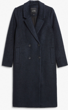 Notch lapel wool blend coat - Blue