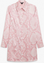 Long sleeved satin shift dress - Pink