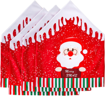 Stolsöverdrag med jultomte och snöklätt tak (4-pack)