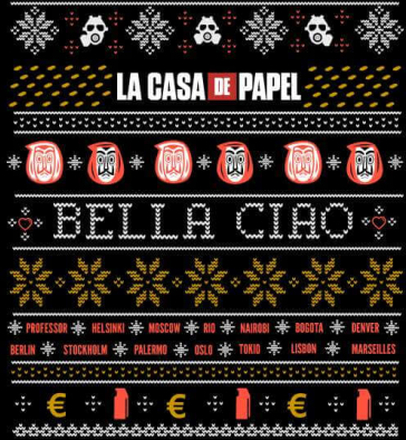 Money Heist Bella Ciao Unisex Christmas Sweatshirt - Black - S