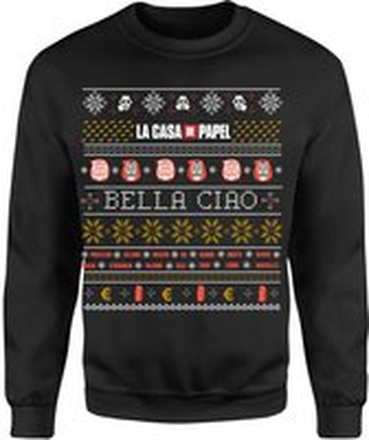 Money Heist Bella Ciao Unisex Christmas Sweatshirt - Black - XL - Black