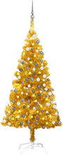 vidaXL Kunstig juletre med LED og kulesett 120 cm PET gull
