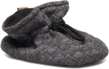 Cotton Jaquard Slippers Shoes Baby Booties Grå Melton*Betinget Tilbud