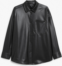 Oversized faux leather shirt - Black