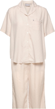 Arianna Lyocell/Viscose Jacquard Dot Pajama Set Pyjamas Beige Lexington Home*Betinget Tilbud