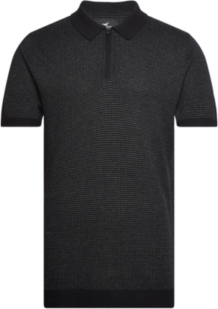 Hco. Guys Sweaters Tops Knitwear Short Sleeve Knitted Polos Black Hollister