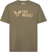 Fm Logo Organic Tee T-shirts Short-sleeved Kakigrønn Fat Moose*Betinget Tilbud
